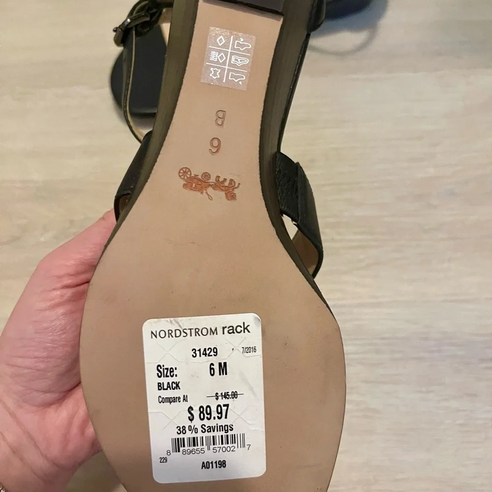 Coach Vienna Black Leather Thong Sandals